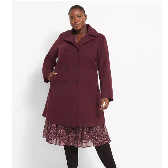 Lane Bryant Jackets & Blazers - NWT Lane Bryant Double Breasted Coat Faux Wool Trench Jacket Coat Plus Size: 24
